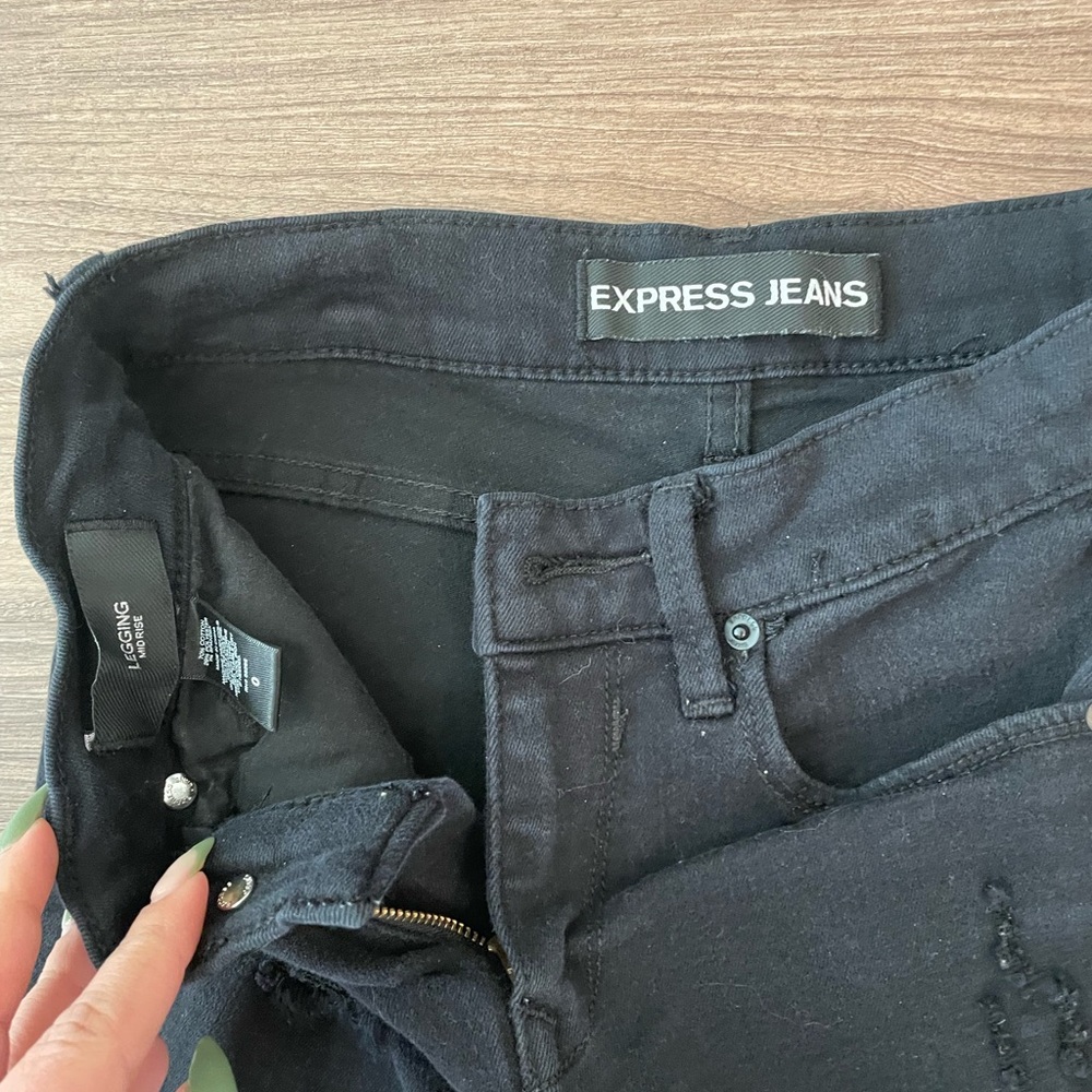 Express Black High Waisted Skinny Jeans with holes